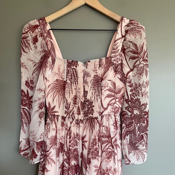 CARA CARA Estela Dress Jacobean Toile Blush Rose Pink Floral Maxi Sz XS Romantic - Picture 15 of 16